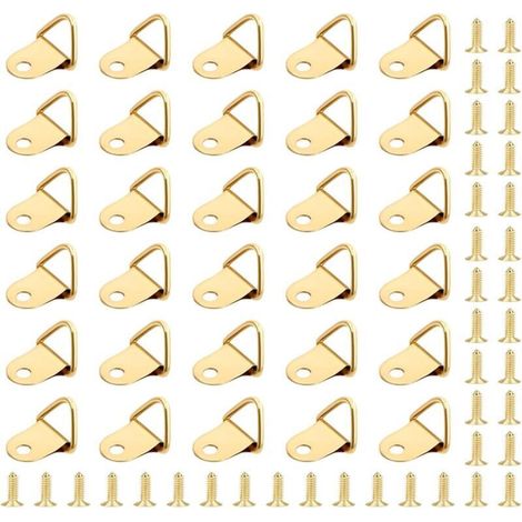 50 Pièces Crochet pour Cadre,Attache Tableau,Photo Anneaux Triangulaires Cadre,Support Murale Cintre avec 50 Pièces Vis Utilisé pour les Cadres Photo, Suspension de Décorations de Meubles (1/4)