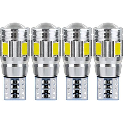 Ampoule T10 W5W led plafonnier voiture led interieur veilleuse led voiture Convient pour les feux de plaque d'immatriculation, les feux latéraux, les feux de position et les plafonniers (4 pièces) (1/5)