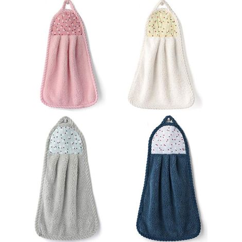 Ensemble de 4 nappes à fleurs à suspendre, ultra douces et absorbantes, avec boucle. (1/5)