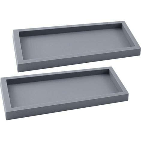 Plateau décoratif rectangulaire, plateau de salle de bain, plateau de coiffeuse, 20 x 10 cm (gris, 2 pièces) (1/5)