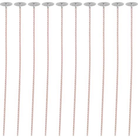 100 mèches de soja écologiques, mèches de cire pré-enduites de 20 cm, mèches épaissies avec base, compatibles avec la fabrication de bougies. (1/5)