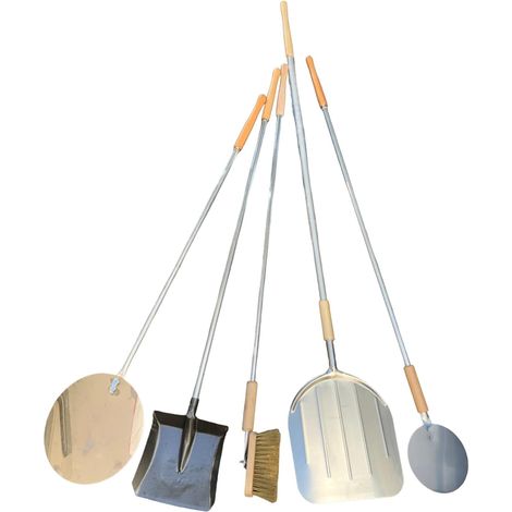 Pale per pizza rettangolare in alluminio 32x34 cm spazzola tonde pala cenere 5pz manico in alluminio terminale in legno di faggio