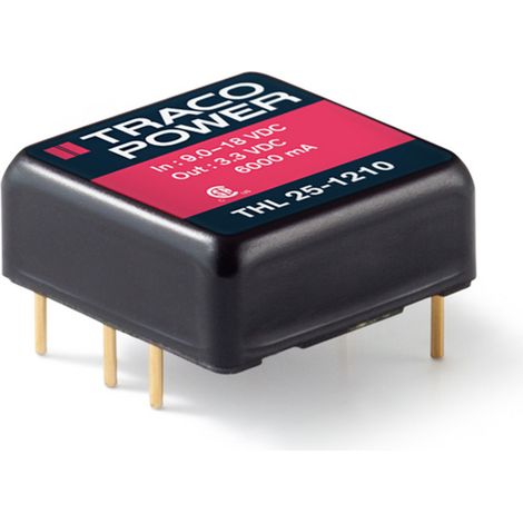 TracoPower THL 25-2411 Convertisseur CC/CC pour circuits imprimés 24 V/DC 5.1 V/DC 5 A 25 W Nbr. de