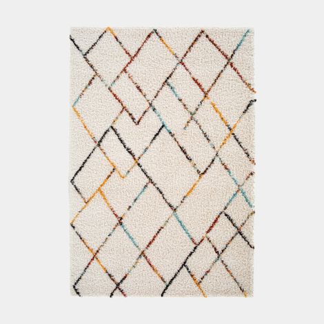 Tapis motif berbère - Nelya - Écru et traits multicolore - 200 x 290 cm (1/5)