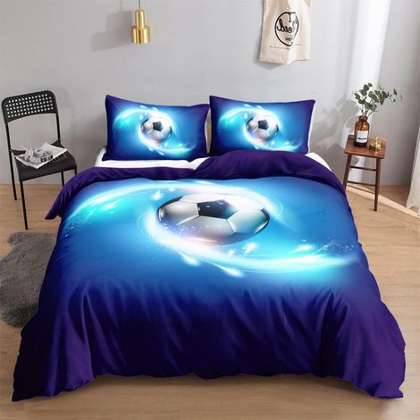 Fußball Bettwäsche 135x200cm für Kinder, Jungen, Teenager, 2-teilig, mit Reißverschluss