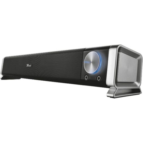 Trust Asto Enceinte PC Barre de Son 12 Watt, avec Connecteurs pour Casque et Micro, Alimentation USB, pour PC - Noir (1/5)