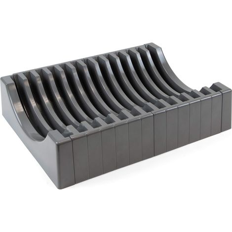 Organiseur d’Assiettes pour Meubles, Porte-Assiettes, capacité 13 Assiettes, Plastique, Gris Anthracite. (1/5)