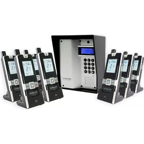 Interphone 600 mètres sans-fil longue portée autonome digicode écran LCD - UltraCOM3 ARGENTÉ visière noire + 7 combinés (1/5)