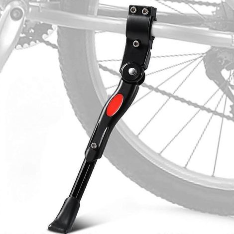 Béquille de vélo réglable en alliage d'aluminium, hauteur réglable avec pied en caoutchouc antidérapant, béquille latérale, compatible avec les vélos de 24 à 27 pouces (BMX, VTT, 700c) - Noir (1/5)