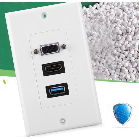 3-Port-Wandpanel mit VGA, HDMI und USB 3.0 – Multimedia-Adapter-Wandstecker