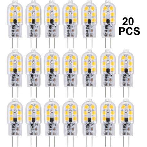 20 ampoules LED G4,12 V 3 W CA CC 3000 K, Blanc chaud , Mini-ampoules pour éclairage paysager, éclairage de plafond et éclairage sous-marin (1/5)