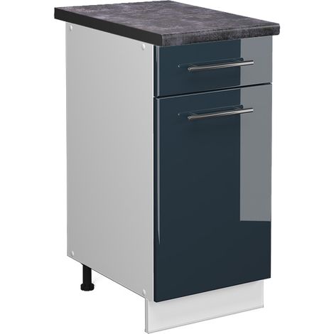 Mobiletto base per cucina Fame-Line, Blu scuro lucido, 40 cm , PL Antracite, Vicco