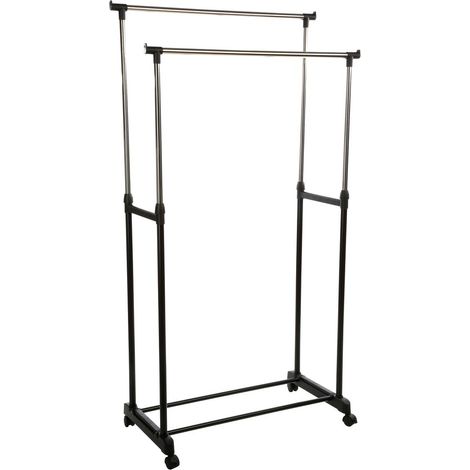 Burro De Ropa Doble Icare Con Ruedas Negro 80x98-170 cm (1/6)