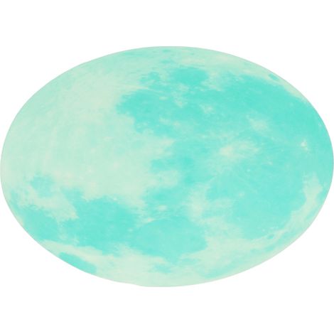 Sticker mural fluorescent décoratif autocollant, motif lune cyan et vert (1/5)