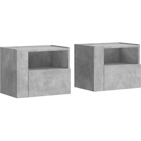 Set di 2 comodini da parete con cassetto e vano a giorno 45 x 30 x 35 cm in legno ingegnerizzato grigio DEC036086
