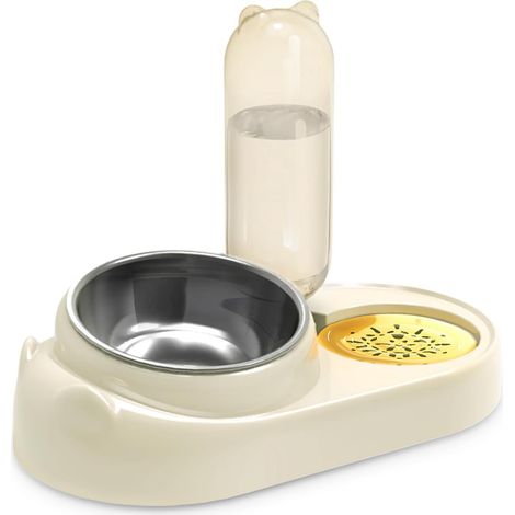 Ciotola per gatti in acciaio inossidabile, ciotola per acqua a gravità per gatti con distributore automatico di acqua, ciotola per cibo inclinata per gatti e cani di piccola taglia