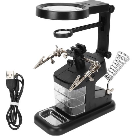 Lunette Loupe LED Bureau Mains Libres pour Lecture, Inspection, Soudure, Réparation - Noir, 10x Grossissement, Éclairage Intégré (1/5)