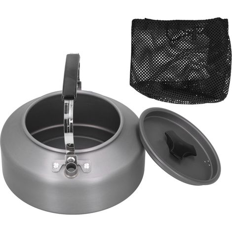 Tragbarer 1,6-Liter-Campingkessel für Wandern, Angeln und Grillen (schwarzer Griff) (1/5)