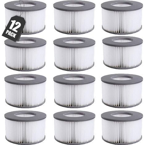 Pack of 12 filter cartridges for MSpa, compatible with Whirlpool MSpa models from 2020 onwards for inflatable pools, hot tubs and spas (1/5)