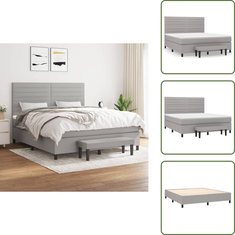 Boxspringbett mit Matratze Hellgrau 160x200 cm Stoff - Boxspringbett - Doppelbett - Bettenrahmen - Matratze - Bettzeug (1/5)