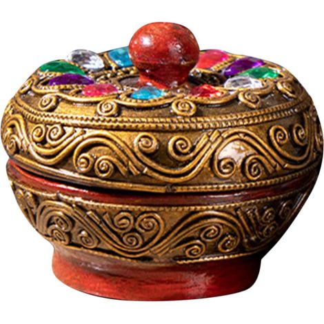Boîte de Rangement à Bijoux en Bois Design Vintage Exquis, Coffret Polyvalent pour Organiser et Exposer Colliers et Boucles D'oreilles sur Bureau (1/5)