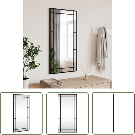 The Living Store Miroir mural noir 40x80 cm rectangulaire fer - Miroir Mural - Miroir Design - Miroir Noir - Miroir Rectangle - Décoration Murale (1/5)