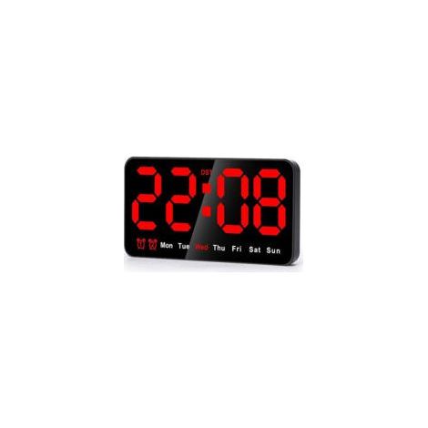 9-Zoll-LED-Digitalwanduhr mit großen 12/24-Stunden-Ziffern, kleine geräuschlose Wanduhr, schwarze und rote Beschriftung (1/5)