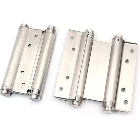 Pair of Double Action Stainless Steel Coffee Door Spring Hinge 140mm Silver (1/4)