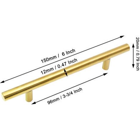 NALOOKAMIC  Lot de 10 poignées de placard dorées ,96 mm d'écart entre les trous, Poignées de tiroir en acier inoxydable pour chambre à coucher et armoires de cuisine, Longueur 150 mm