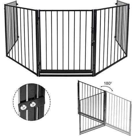 SWANEW Cancelletto di sicurezza per bambini 304 cm.Barriera Pare Feu.Griglia di protezione in metallo.pellicola.con anta inclusa (1/5)