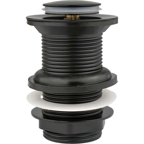 Bonde de lavabo noire sans rail Bouchon de lavabo en laiton de qualité supérieure avec charnière Raccordement standard G 1 1/4" BSP 1 pièce (1/2)