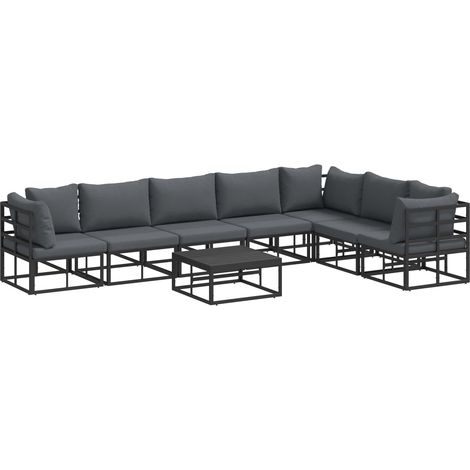 Maison Exclusive - Set Divano da Giardino con cuscino 8 pcs Nero Alluminio