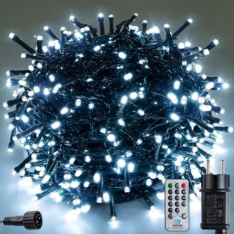 Guirlande Lumineuse LED Noël, 30 m, 300 LED Lumière blanche, 8 Modes d'Éclairage, Télécommande, Intérieur/Extérieur (Lumière blanche, 30M/300LED) (1/5)