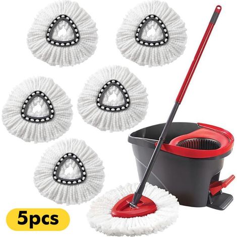 Lot de 5 têtes de Rechange compatibles avec Les balais rotatifs Vileda EasyWring - Recharges de tête rotative (1/4)