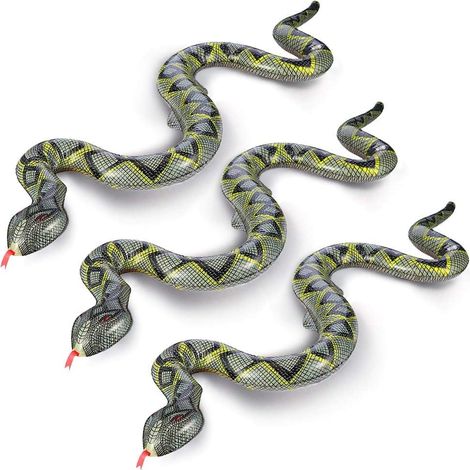 Realistic Fake Snake Toys 3pcs Inflatable Snake Toys Inflatable Pool Toys Snake Toys Realistic Animals Prank Accessories for Indoor and Outdoor (1/5)