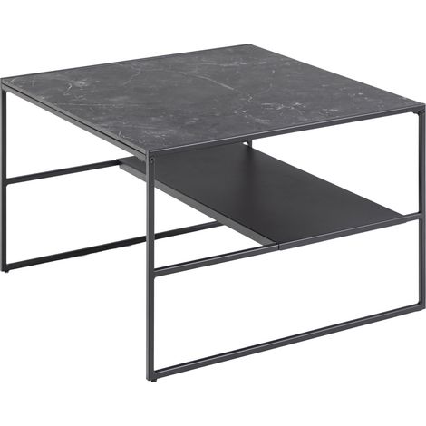 Table basse 2 niveaux effet marbre design contemporain FÉLICE (1/4)