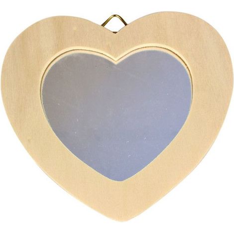 Miroir - Bois - Coeur - 12x10 cm - Intérieur 8x6 cm - Décoration créative