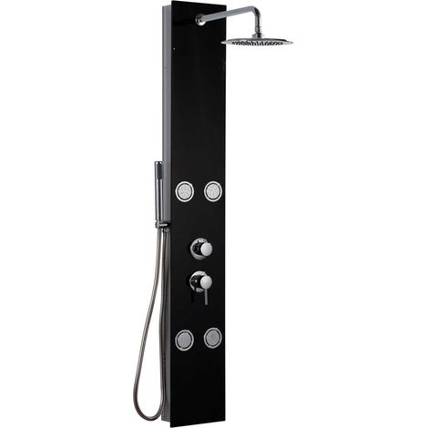 Columna de hidromasaje acabada en cristal negro, modelo Huelva (1/5)