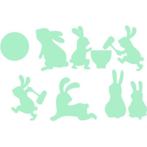 Autocollant mural lumineux lapin lune décalque pour chambre de fille déco murale maison
