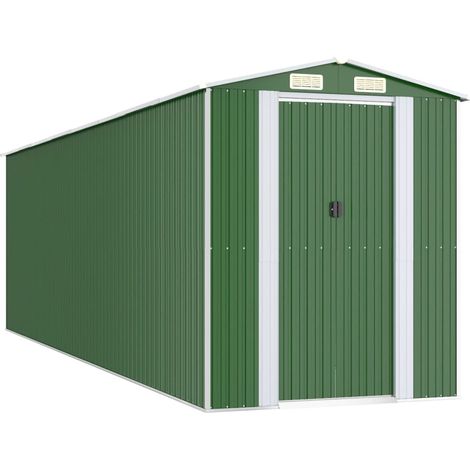 Casetta da giardino casetta per capanni casetta per ripostigli casetta per attrezzi da esterno robusta 192 x 689 x 223 cm acciaio zincato verde 020022367