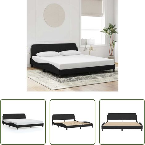 Kopfteil - Bettgestell "Dover" Schwarz 180x200 cm Samt (1/5)