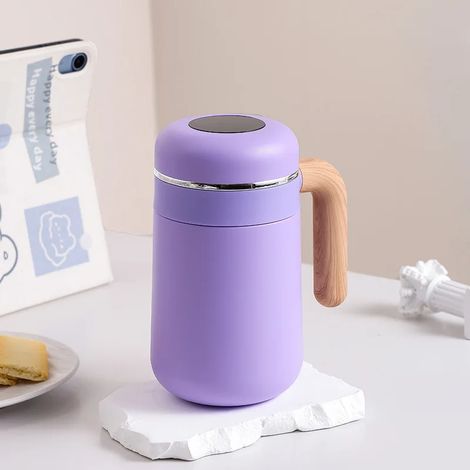 (Violet, 480 ml) Bouteille d'eau isotherme, acier inoxydable 316, affichage intelligent de la température, avec poignée, étanche. (1/5)