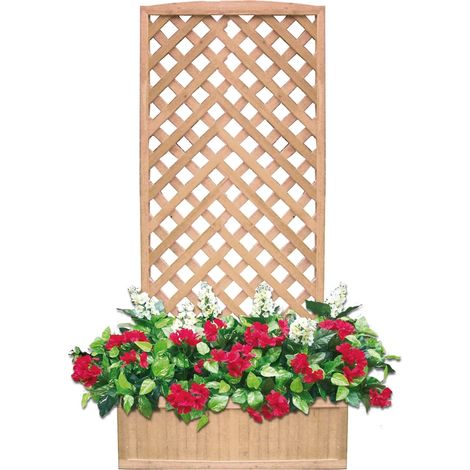 Fioriera in legno con pannello 180x90 cm grigliato a rombi e vaso portafiori da giardino Azalea (1/5)