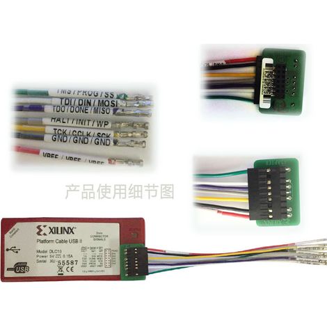 Compatible avec la carte adaptatrice Flying Wire DLC10 de Xilinx (HW-USB-II-G). (1/4)