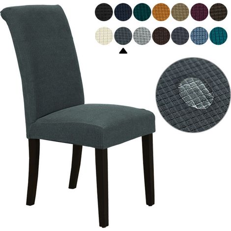 6-teiliges Esszimmerstuhl-Set, Jacquard-Stretch, abnehmbar und waschbar