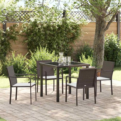 Garten Essgruppe 5 pcs Braun und Schwarz PE-Rattan (1/5)