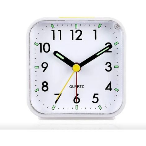 Réveil Matin Réveil analogique silencieux sans tictac, réveil en douceur, bips sonores, augmentation du volume, fonctions de répétition et d'éclairage à piles, réglage facile, blanc (1/5)