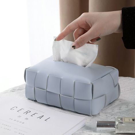 Kreative Aufbewahrungsbox aus gewebtem Leder, moderner Luxusstil, schwarz-weiß kariertes Muster, für Auto und Wohnzimmer, multifunktionale Dekobox (1/5)