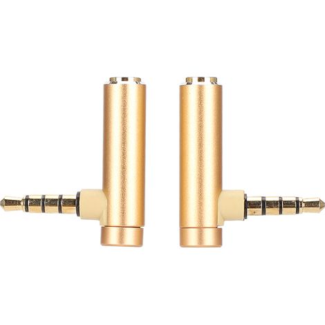 Adaptateur Audio 3.5mm Mâle vers Femelle Angle Droit 2 Pièces - Câble Jack Stéréo Doré (1/5)