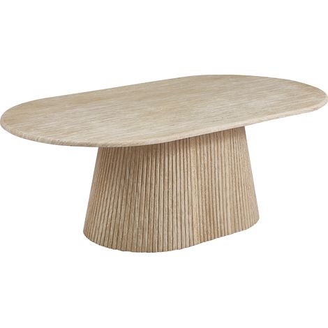 Tavolino in marmo artificiale Effetto travertino beige - TIFULI (1/5)